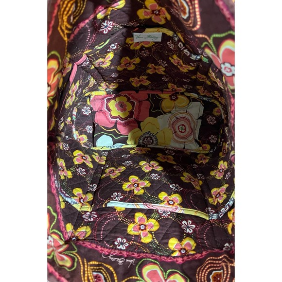 Vera Bradley Brown Floral Tote Bag with Tortoise Shell Toggle Clasp - Picture 5 of 7